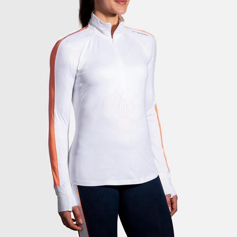 Brooks Dash Half Zip Womens Running Jackets - White - Philippines (453209WLV)